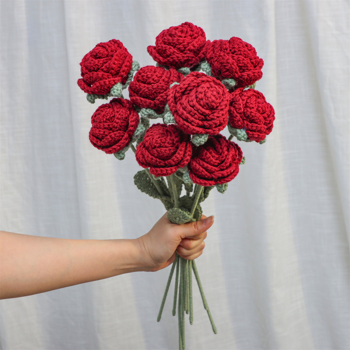 9 pcs Handmade Crochet Round Rose(DHB095)