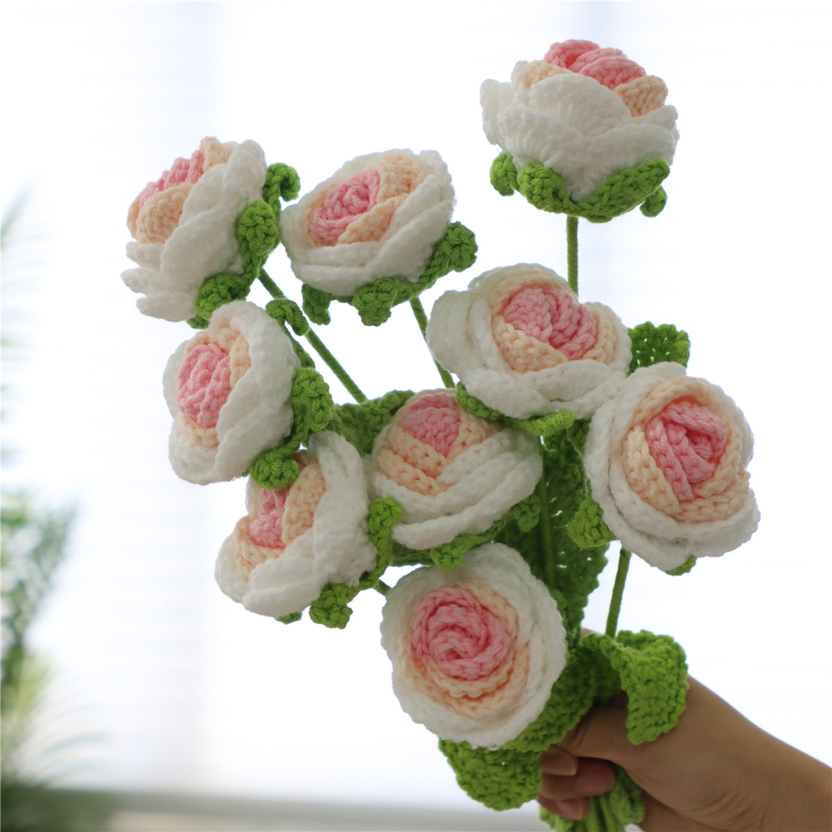 9 pcs Handmade Crochet Round Rose(DHB095)
