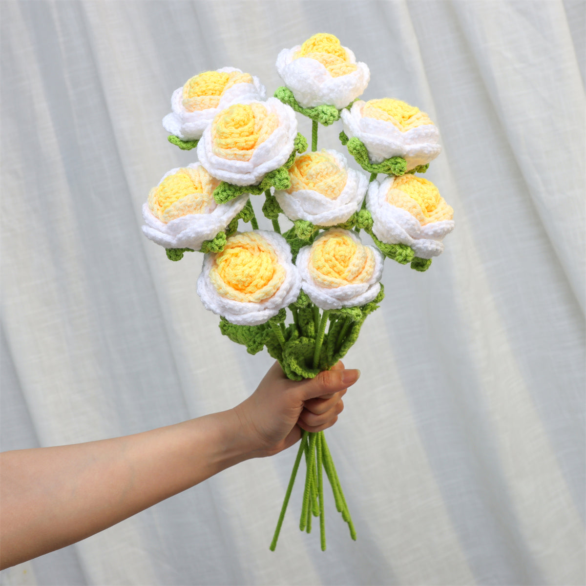 9 pcs Handmade Crochet Round Rose(DHB095)