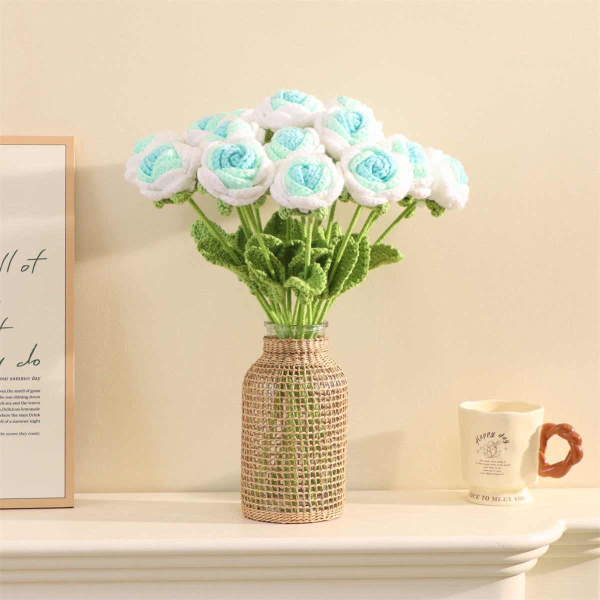 9 pcs Handmade Crochet Round Rose(DHB095)