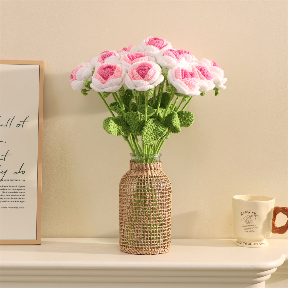 9 pcs Handmade Crochet Round Rose(DHB095)