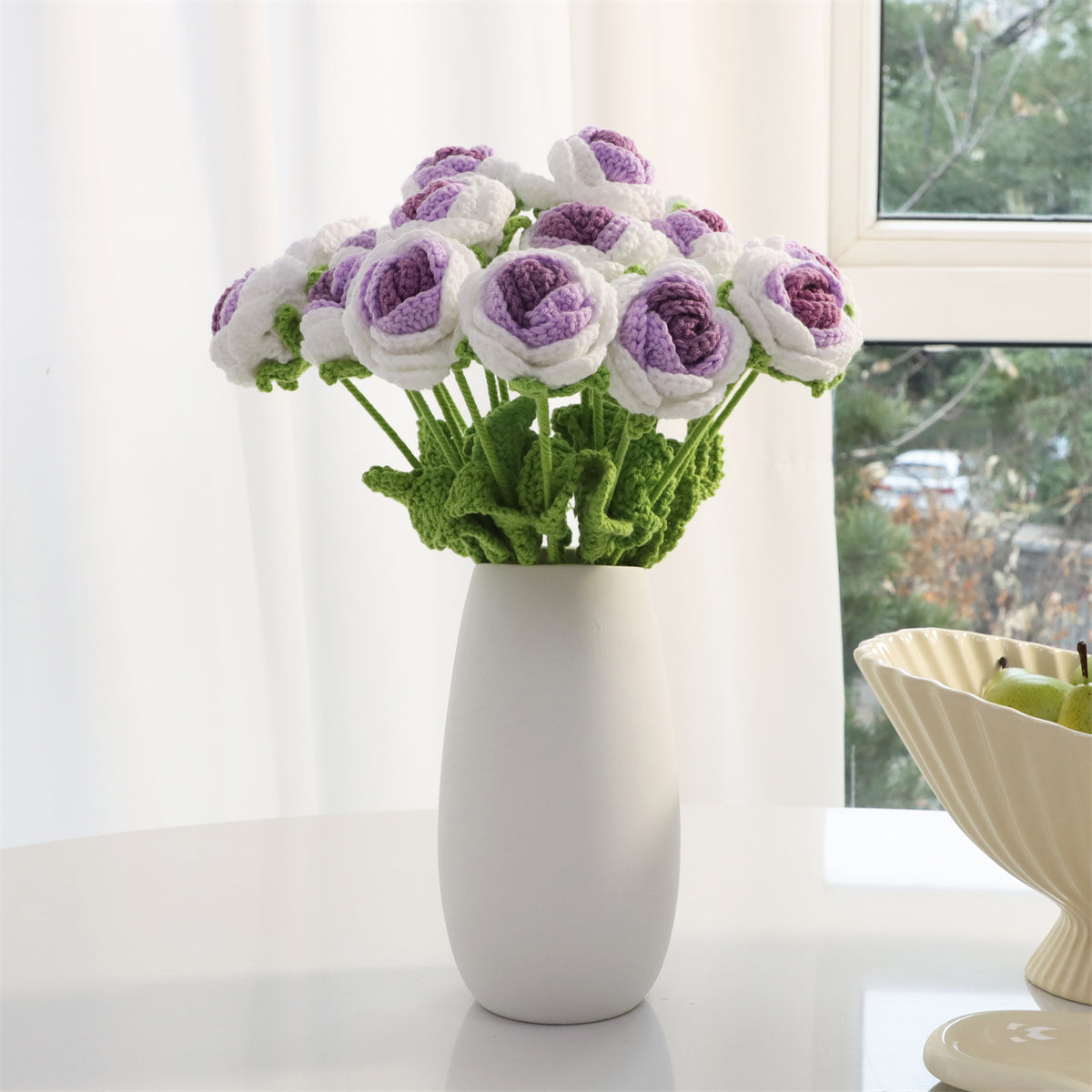 9 pcs Handmade Crochet Round Rose(DHB095)