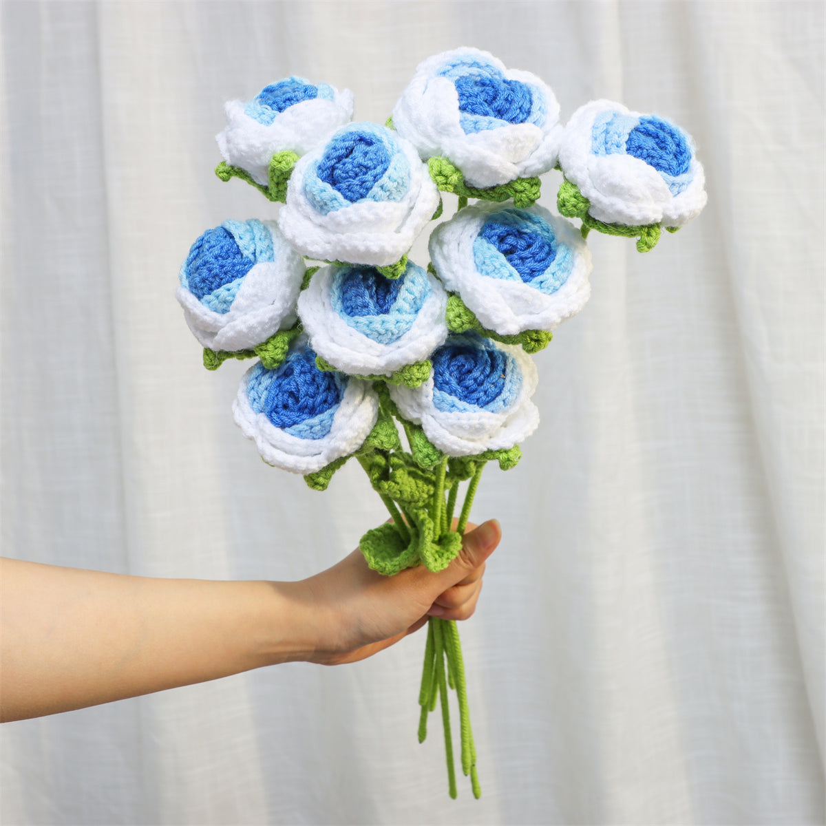 9 pcs Handmade Crochet Round Rose(DHB095)