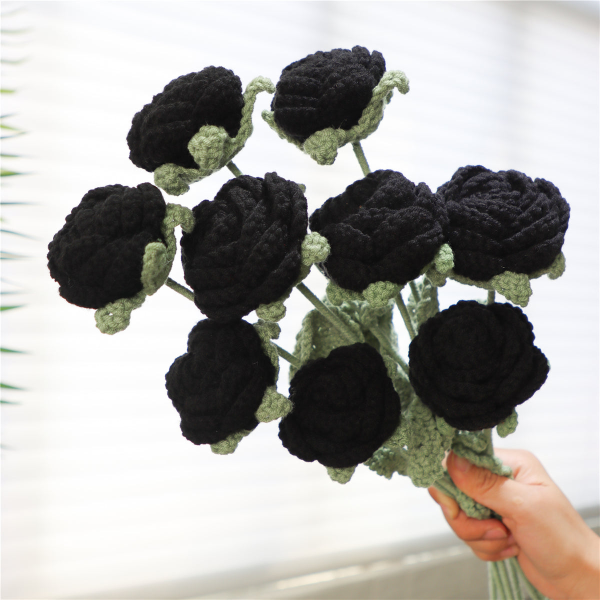 9 pcs Handmade Crochet Round Rose(DHB095)