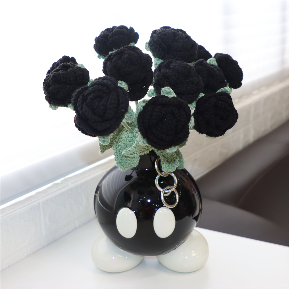 9 pcs Handmade Crochet Round Rose(DHB095)
