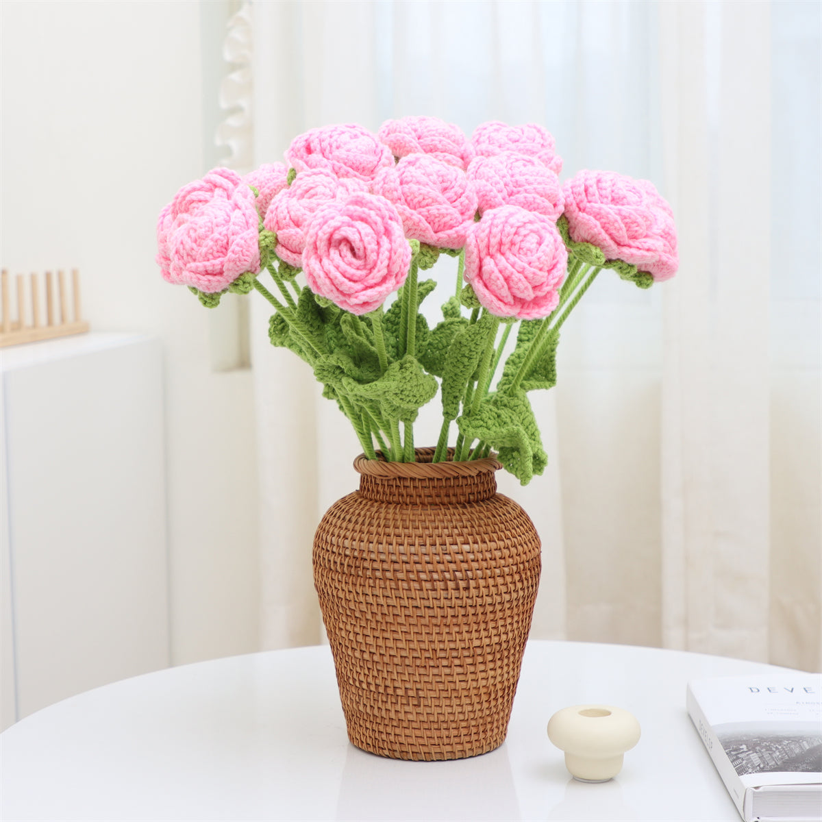 9 pcs Handmade Crochet Round Rose(DHB095)