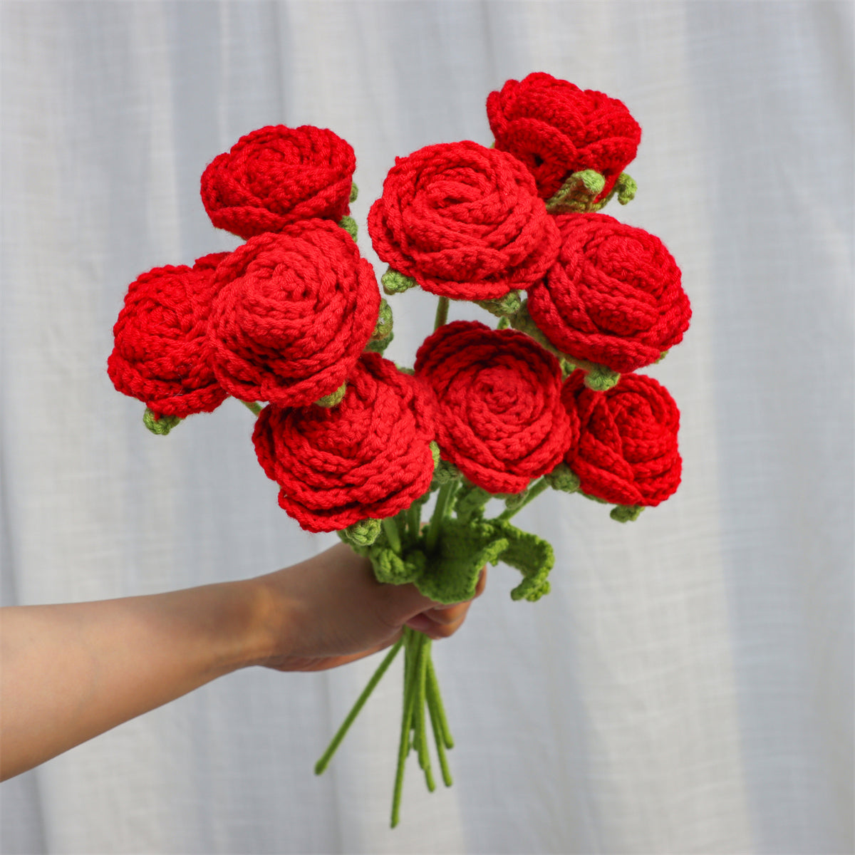 9 pcs Handmade Crochet Round Rose(DHB095)