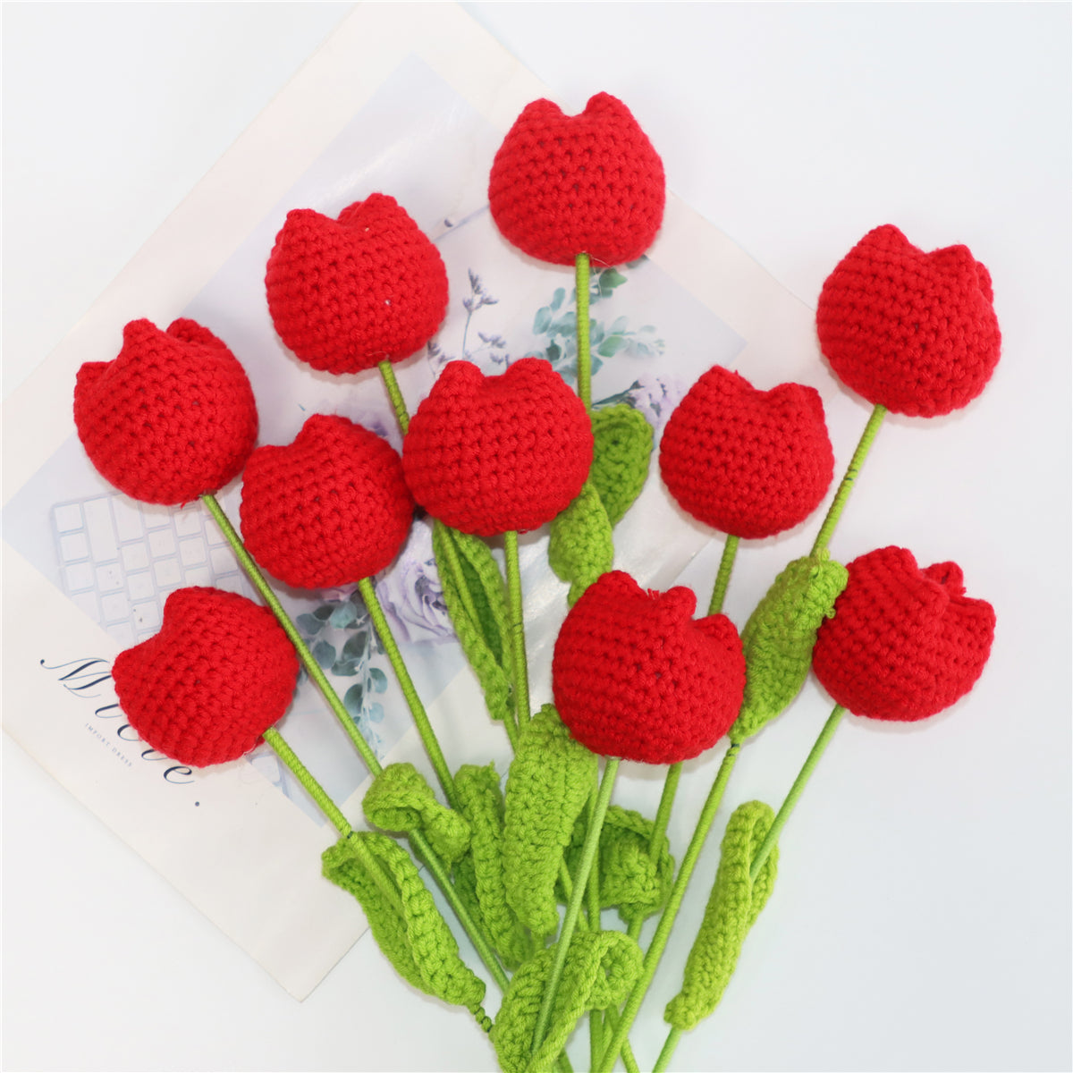 10 pcs Handmade Chubby Crochet Tulips(DHB098)