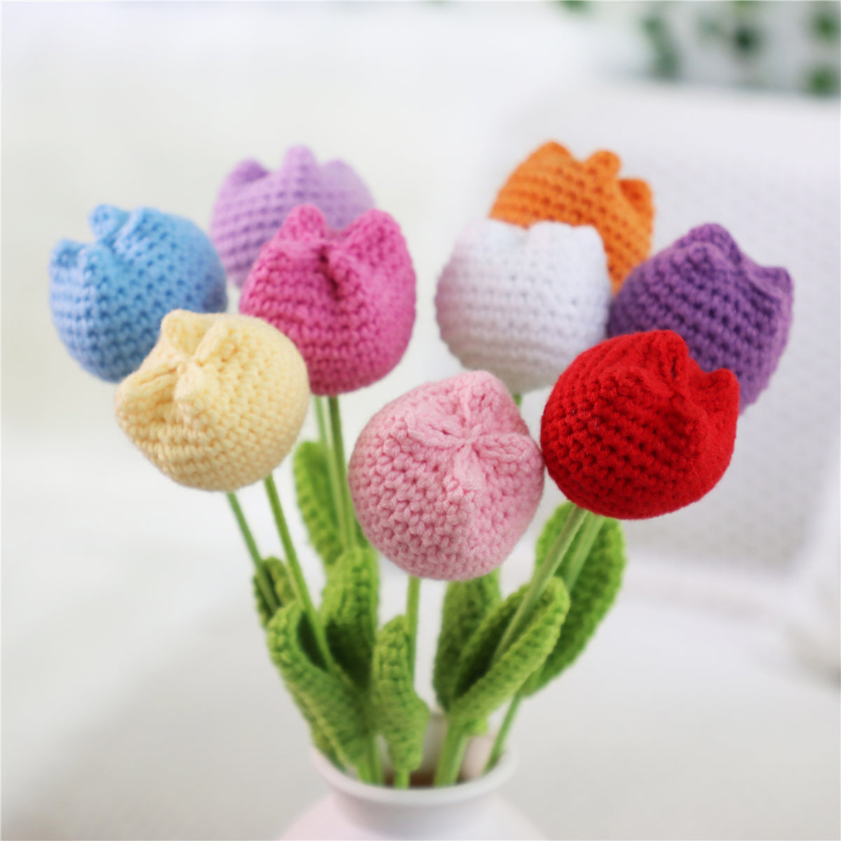 10 pcs Handmade Chubby Crochet Tulips(DHB098)