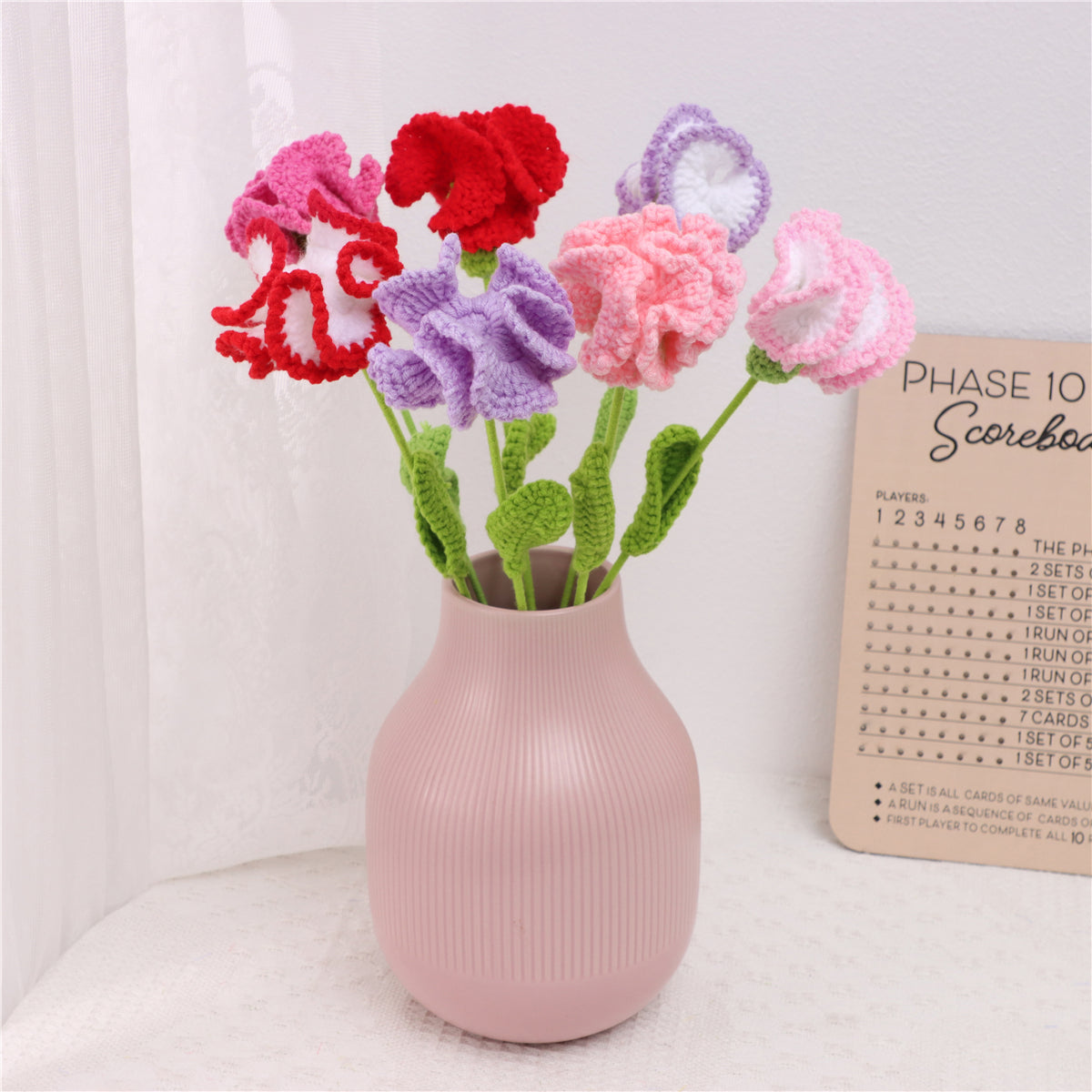 10 pcs Handmade Crochet Carnation Artificial Flowers(DHB100)