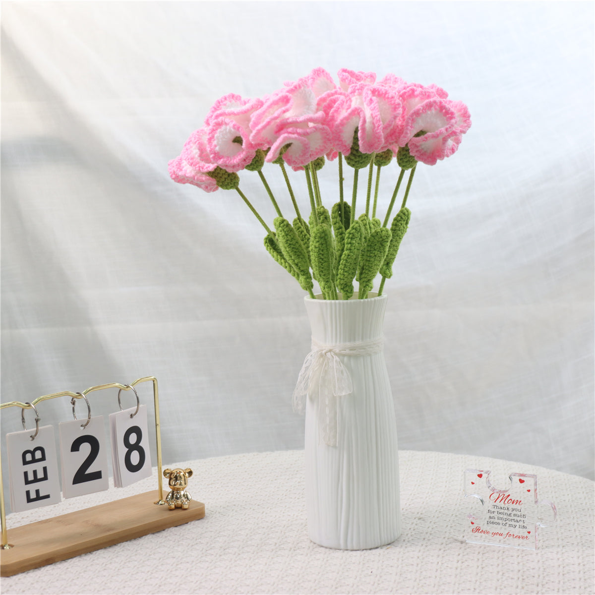 10 pcs Handmade Crochet Carnation Artificial Flowers(DHB100)