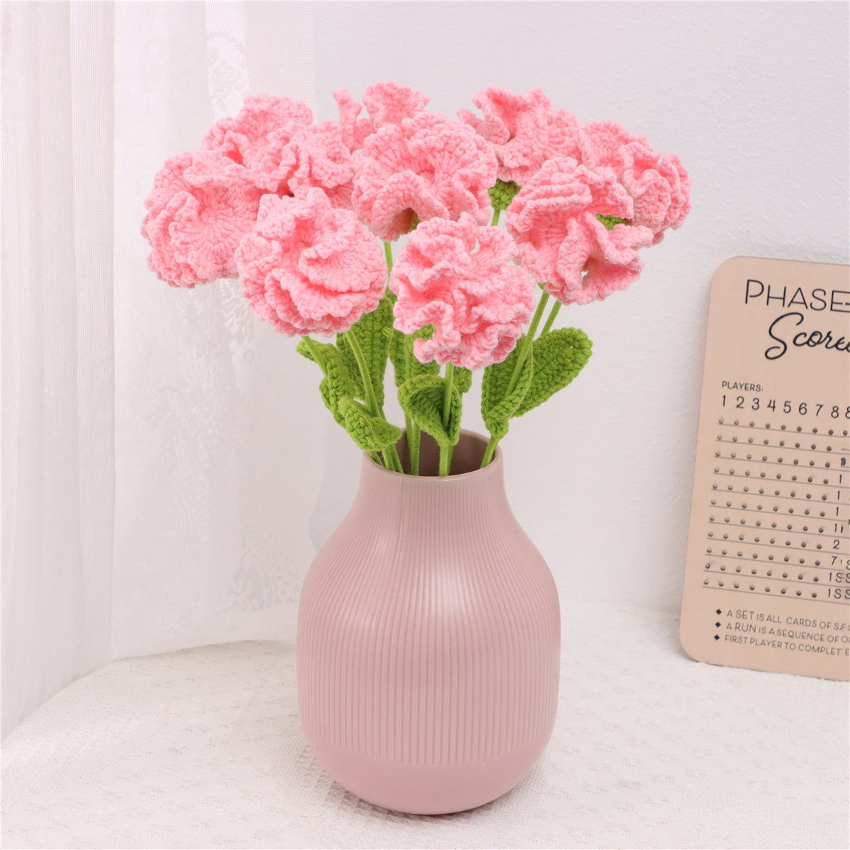 10 pcs Handmade Crochet Carnation Artificial Flowers(DHB100)