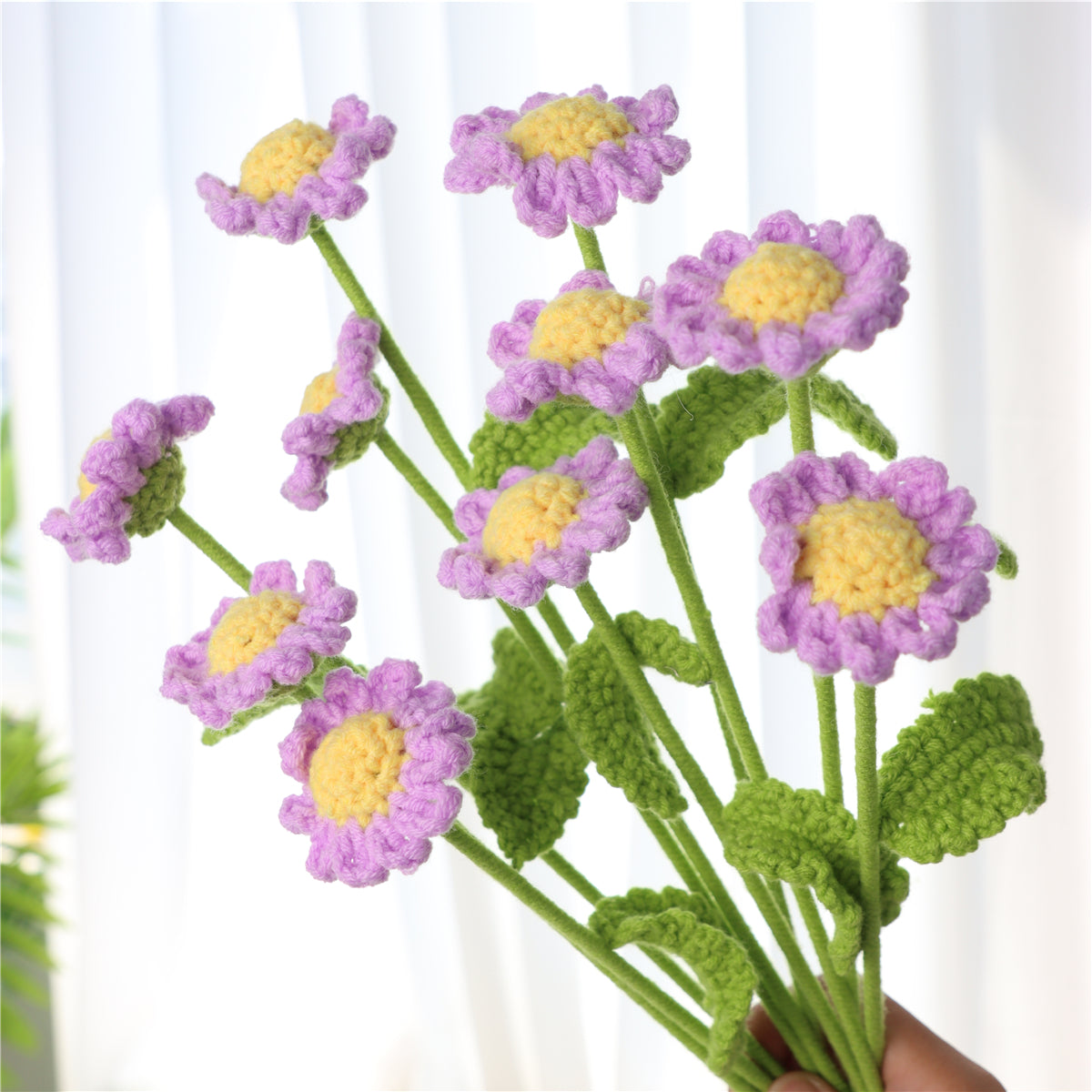 10 pcs Handmade Single Crochet Daisies(MXA02)