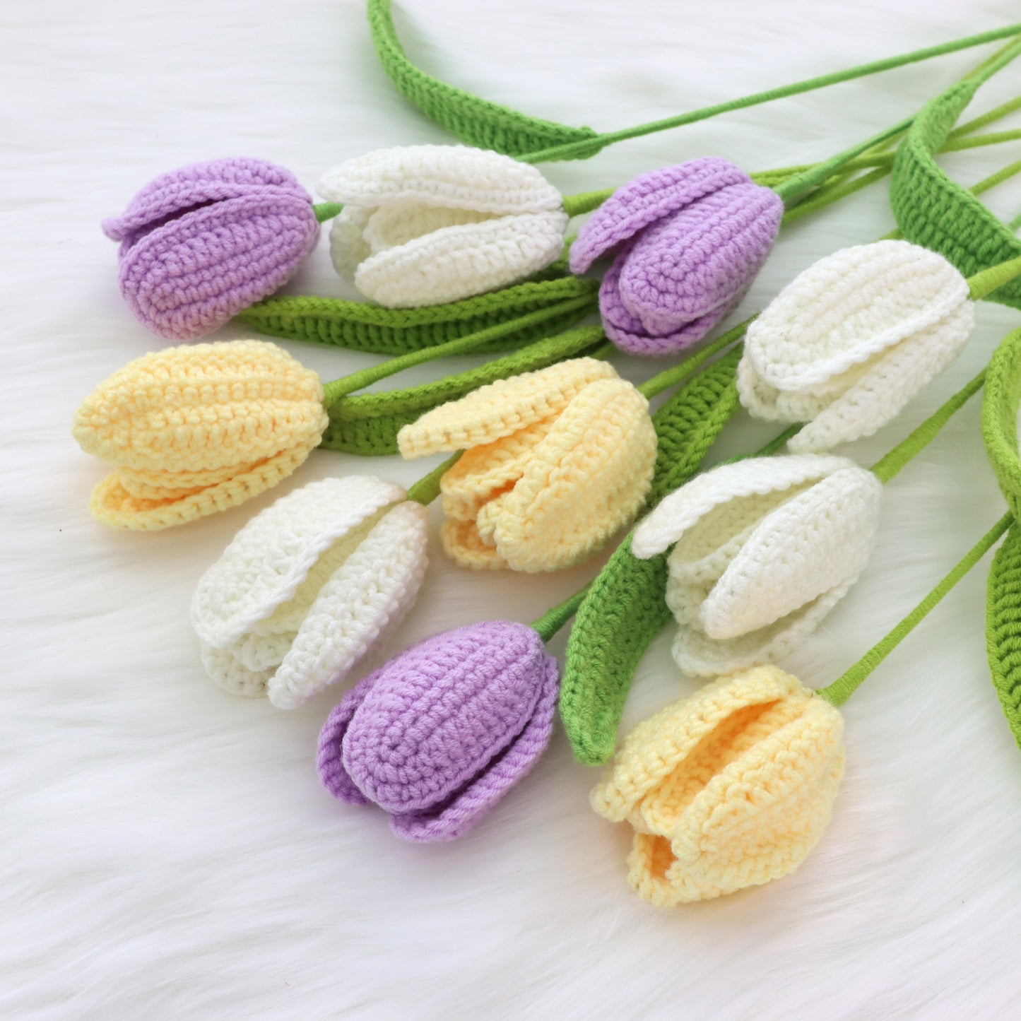 10 pcs Handmade Crochet Open Tulips--(MXA09)