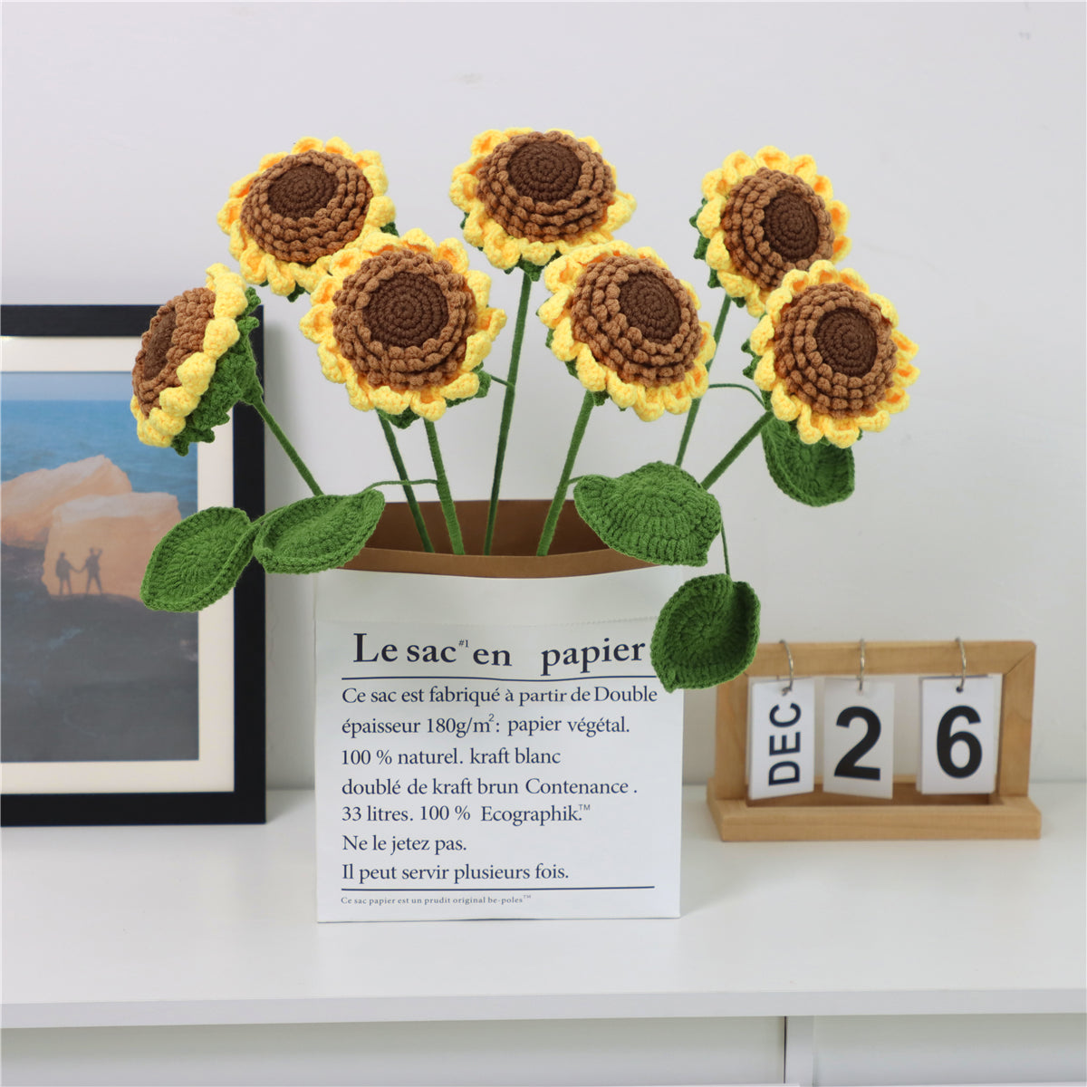 7 pcs Lifelike Crochet Sunflowers(MXA11/MXA05/MXA30)