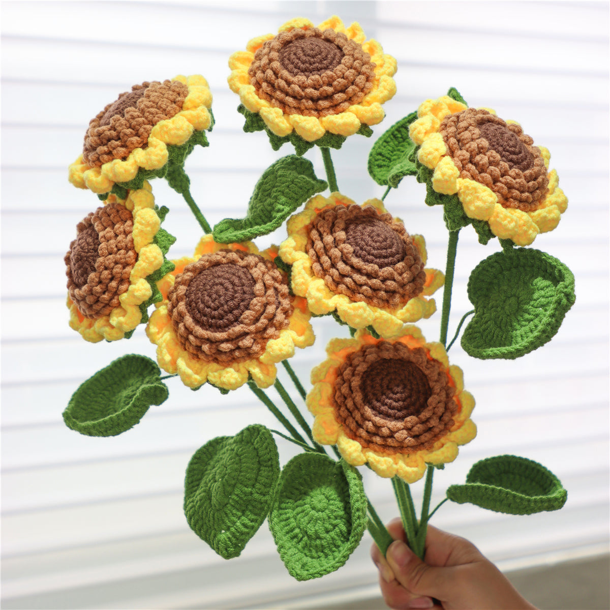 7 pcs Lifelike Crochet Sunflowers(MXA11/MXA05/MXA30)