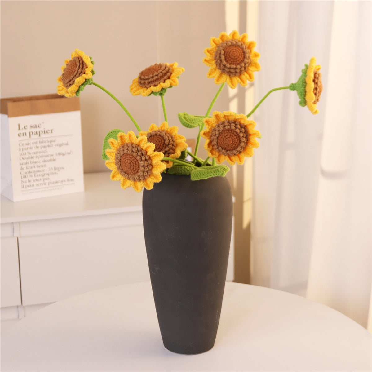 7 pcs Lifelike Crochet Sunflowers(MXA11/MXA05/MXA30)