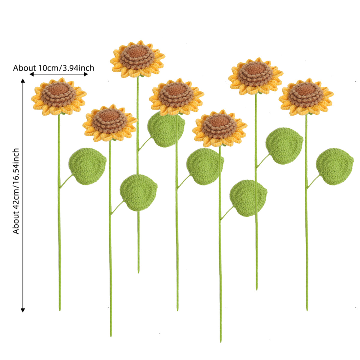 7 pcs Lifelike Crochet Sunflowers(MXA11/MXA05/MXA30)