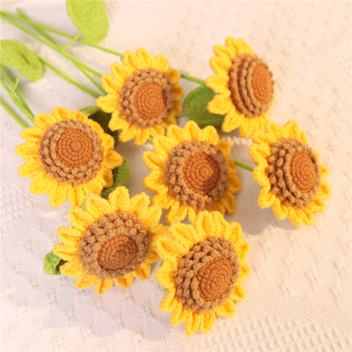 7 pcs Lifelike Crochet Sunflowers(MXA11/MXA05/MXA30)