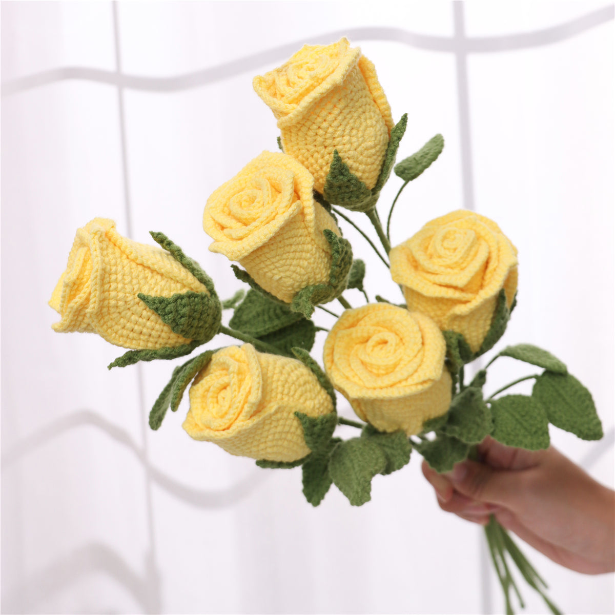 6 pcs Handmade Crochet Goblet Rose(MXA36)