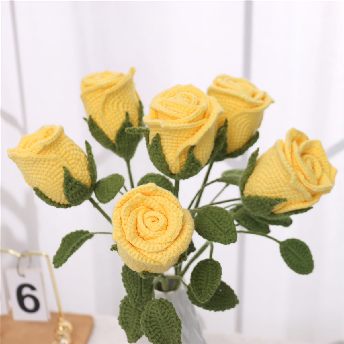 6 pcs Handmade Crochet Goblet Rose(MXA36)