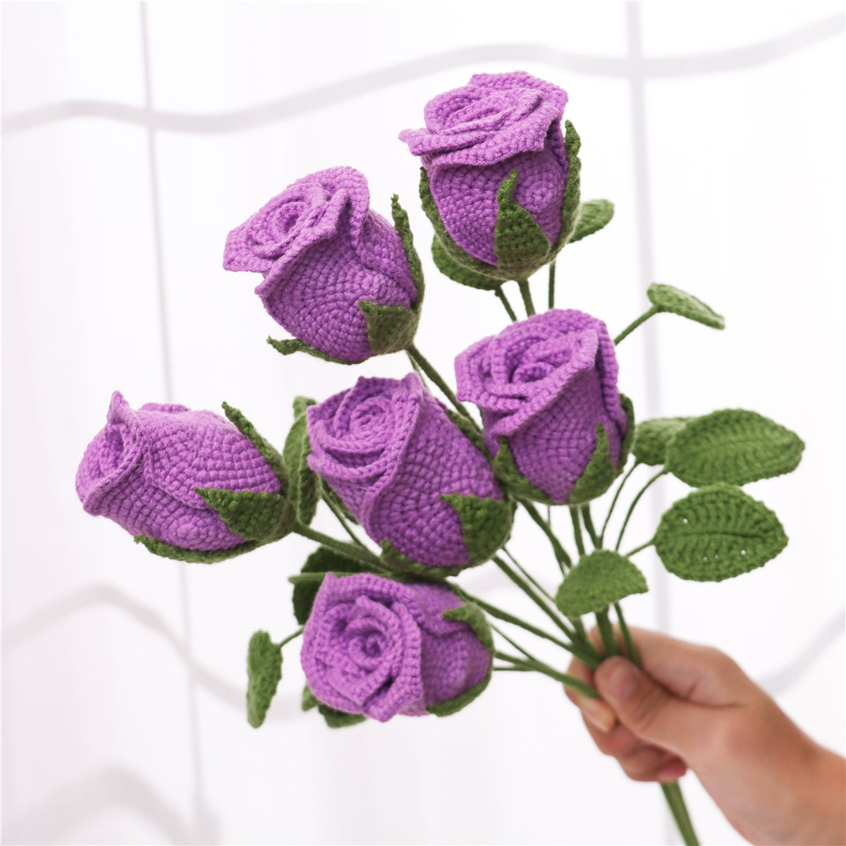 6 pcs Handmade Crochet Goblet Rose(MXA36)