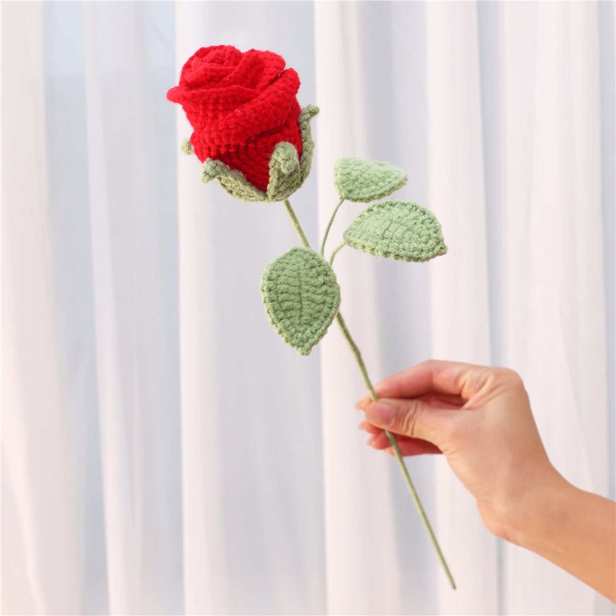 6 pcs Handmade Crochet Goblet Rose(MXA36)