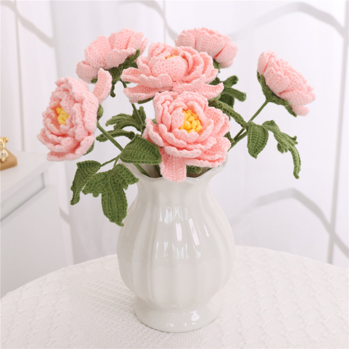 6 pcs Single Crochet Peonies(MXA41)