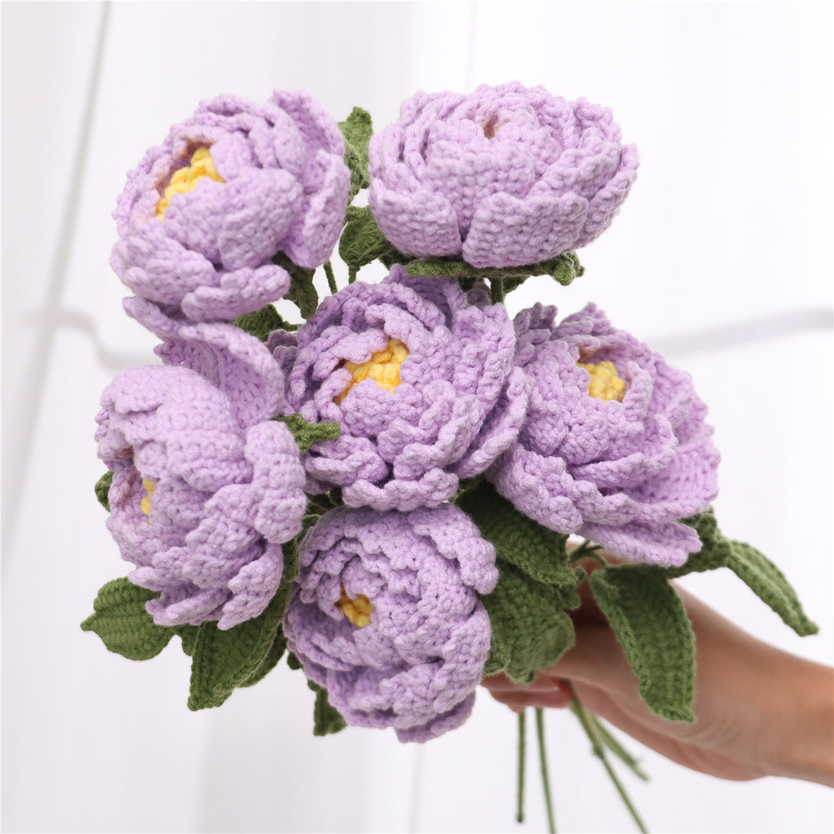 6 pcs Single Crochet Peonies(MXA41)