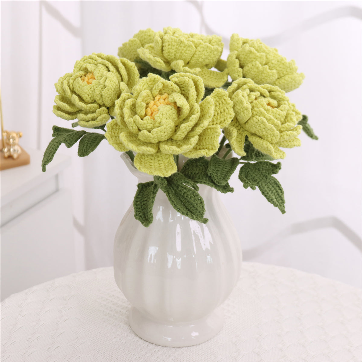 6 pcs Single Crochet Peonies(MXA41)