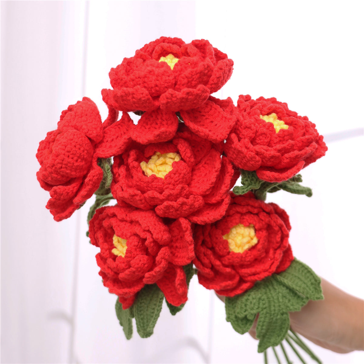 6 pcs Single Crochet Peonies(MXA41)