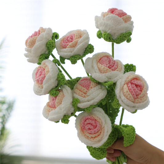 9 pcs Handmade Crochet Round Rose(DHB095)