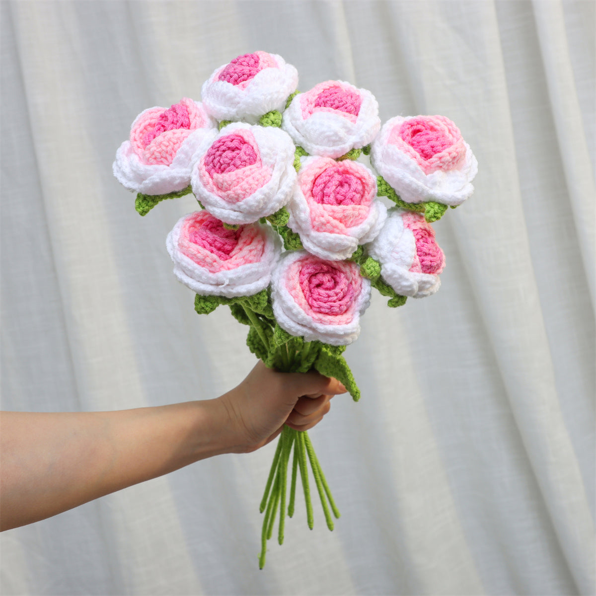 9 pcs Handmade Crochet Round Rose(DHB095)