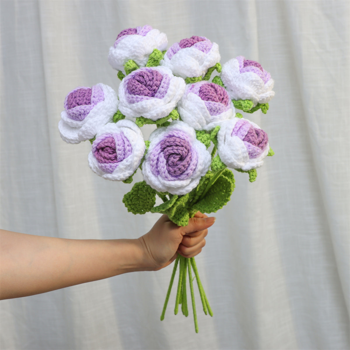 9 pcs Handmade Crochet Round Rose(DHB095)