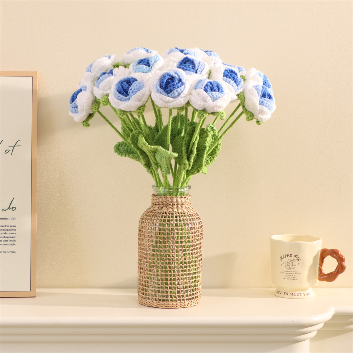 9 pcs Handmade Crochet Round Rose(DHB095)