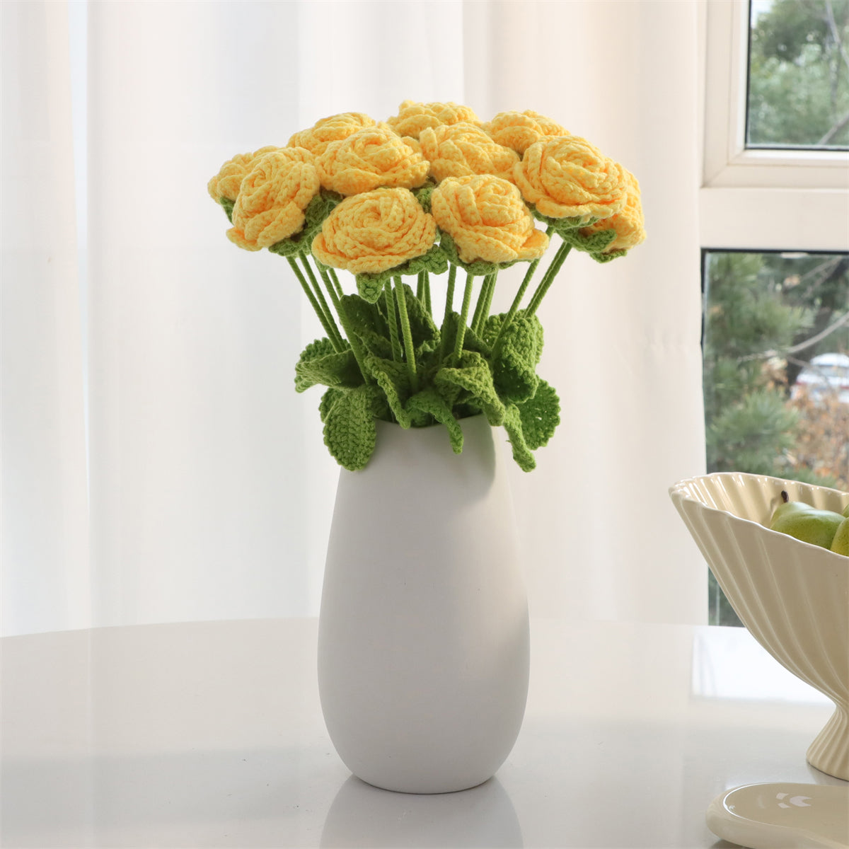 9 pcs Handmade Crochet Round Rose(DHB095)