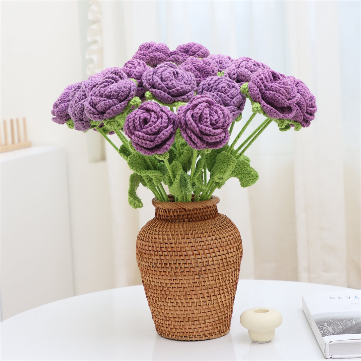 9 pcs Handmade Crochet Round Rose(DHB095)