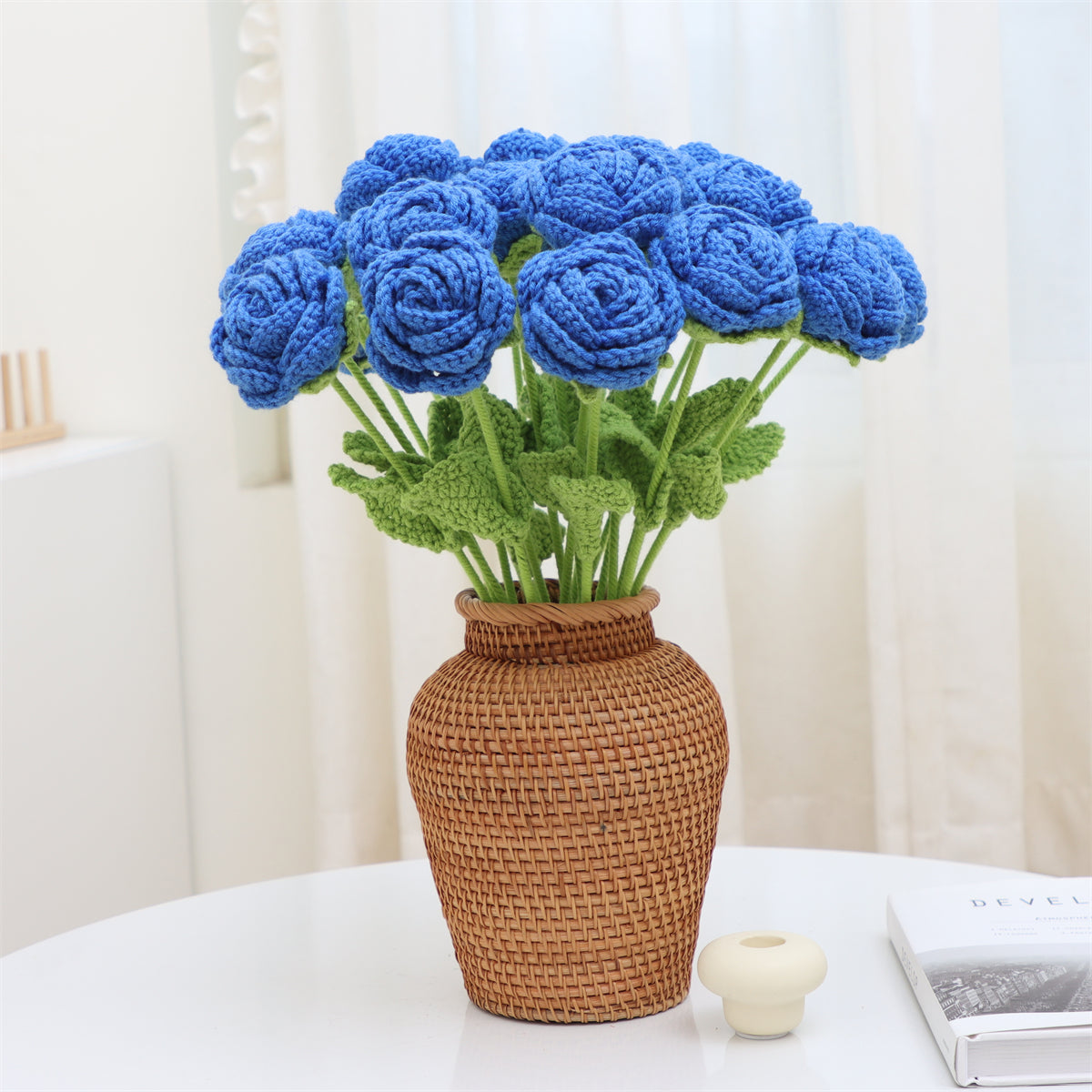 9 pcs Handmade Crochet Round Rose(DHB095)