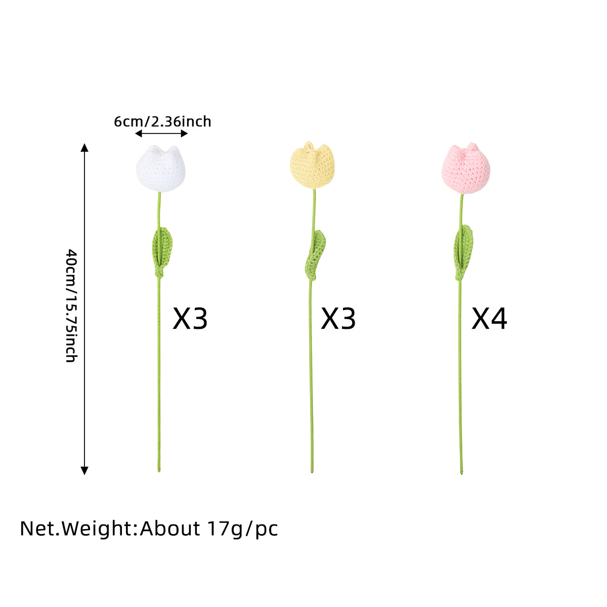 10 pcs Handmade Chubby Crochet Tulips(DHB098)