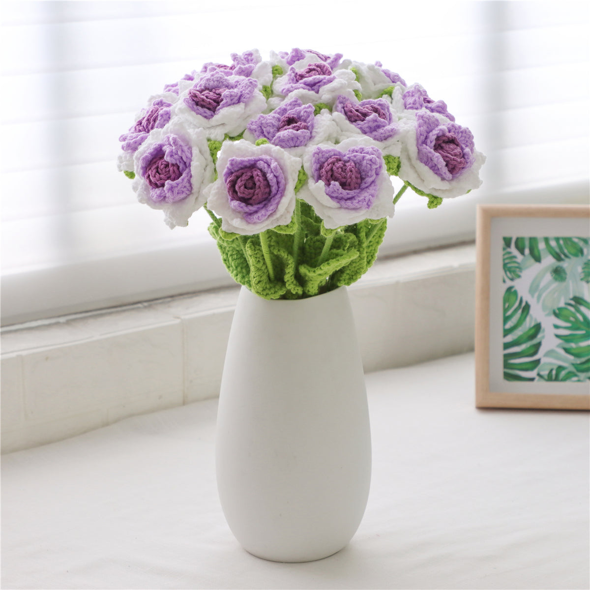 12 pcs Colorful Crochet Pointed-Petal Roses(MAX06)