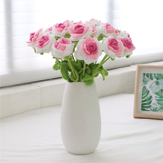 12 pcs Colorful Crochet Pointed-Petal Roses(MAX06)
