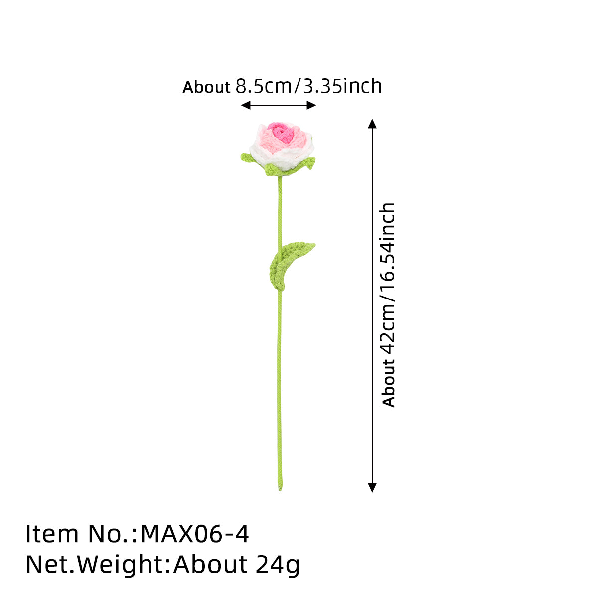 12 pcs Colorful Crochet Pointed-Petal Roses(MAX06)