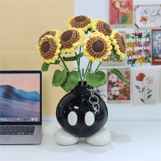 7 pcs Lifelike Crochet Sunflowers(MXA11/MXA05/MXA30)