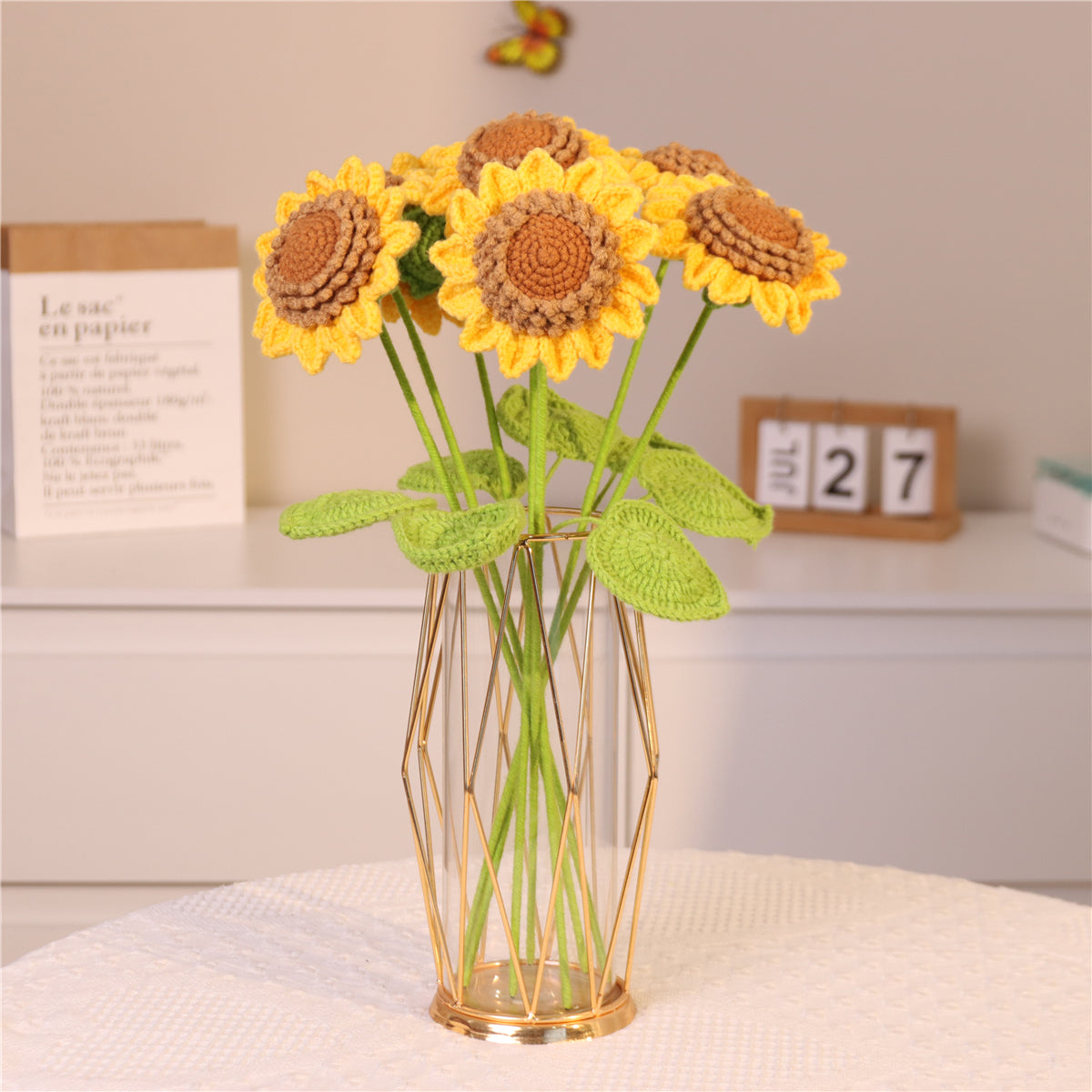 7 pcs Lifelike Crochet Sunflowers(MXA11/MXA05/MXA30)