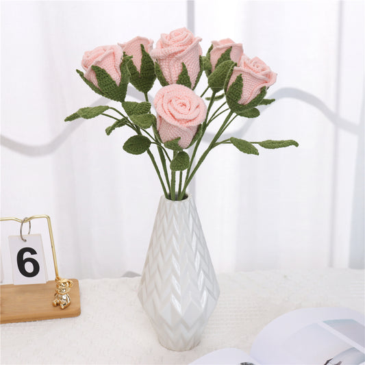 6 pcs Handmade Crochet Goblet Rose(MXA36)
