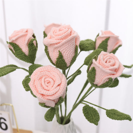 6 pcs Handmade Crochet Goblet Rose(MXA36)