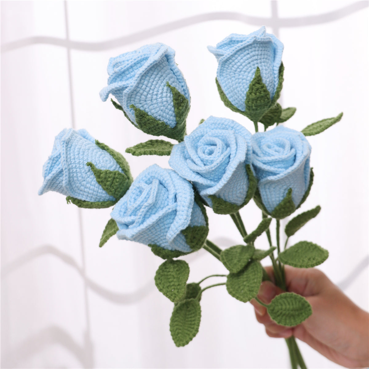 6 pcs Handmade Crochet Goblet Rose(MXA36)
