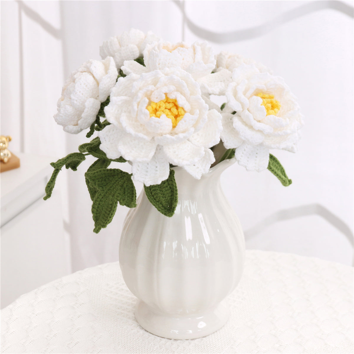 6 pcs Single Crochet Peonies(MXA41)