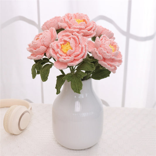 6 pcs Single Crochet Peonies(MXA41)