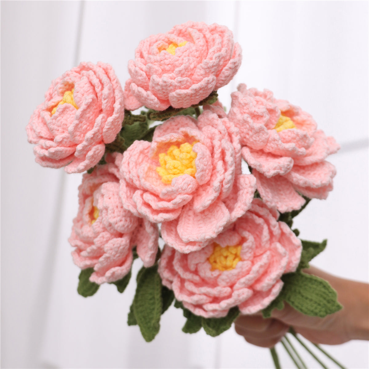 6 pcs Single Crochet Peonies(MXA41)